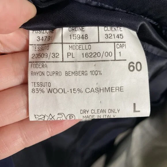 Canali Loro Piana Wool & Cashmere Navy Blazer 46R 46L Crest Buttons Sport Coat